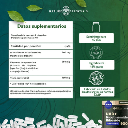 NAD + Ribósido De Nicotinamida: SUPLEMENTO DIETÉTICO